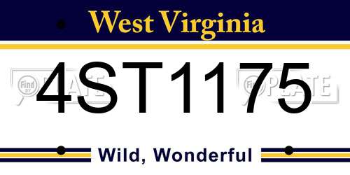 4ST1175 West Virginia License Plate