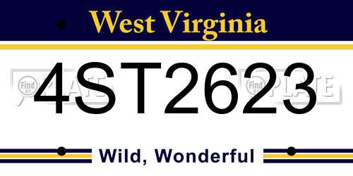 4ST2623 West Virginia License Plate