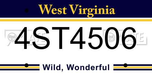 4ST4506 West Virginia License Plate