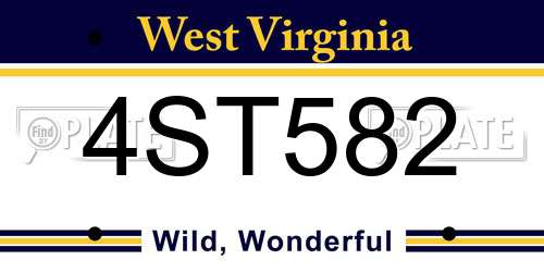 4ST582 West Virginia License Plate