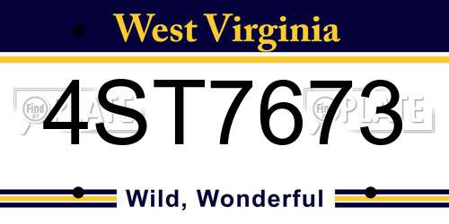 4ST7673 West Virginia License Plate