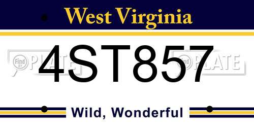 4ST857 West Virginia License Plate