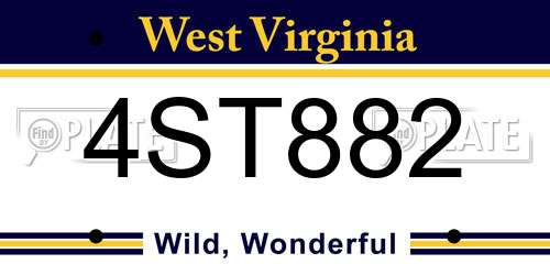 4ST882 West Virginia License Plate