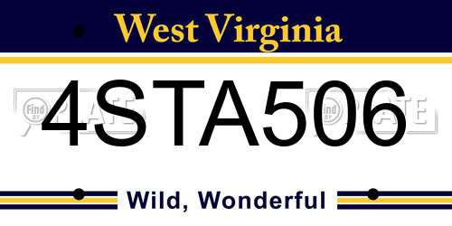 4STA506 West Virginia License Plate