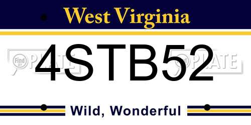 4STB52 West Virginia License Plate