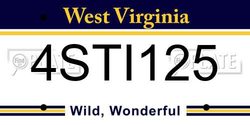 4STI125 West Virginia License Plate