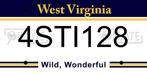 4STI128 West Virginia License Plate