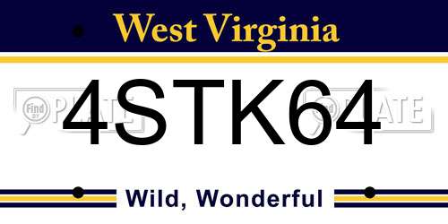 4STK64 West Virginia License Plate