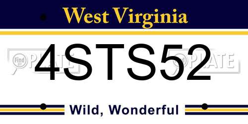 4STS52 West Virginia License Plate