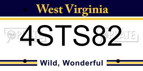 4STS82 West Virginia License Plate