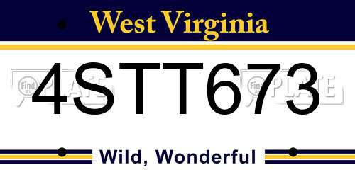 4STT673 West Virginia License Plate