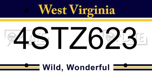 4STZ623 West Virginia License Plate