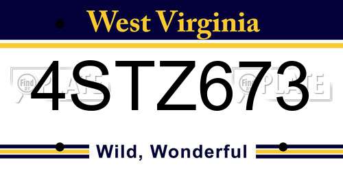 4STZ673 West Virginia License Plate