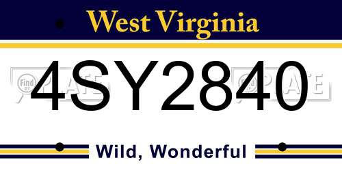 4SY2840 West Virginia License Plate