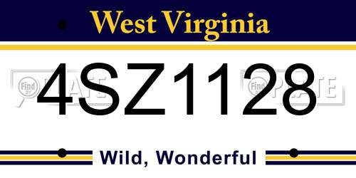 4SZ1128 West Virginia License Plate