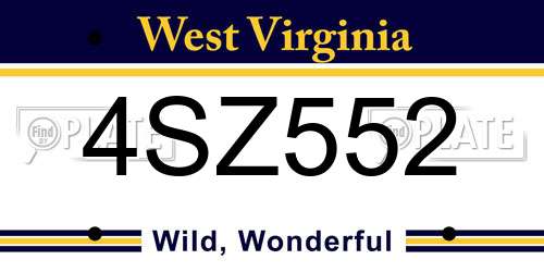 4SZ552 West Virginia License Plate