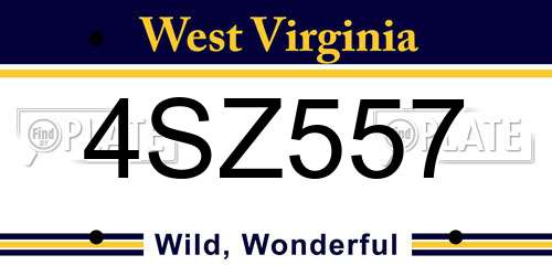4SZ557 West Virginia License Plate