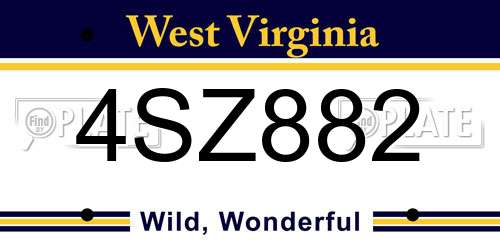 4SZ882 West Virginia License Plate