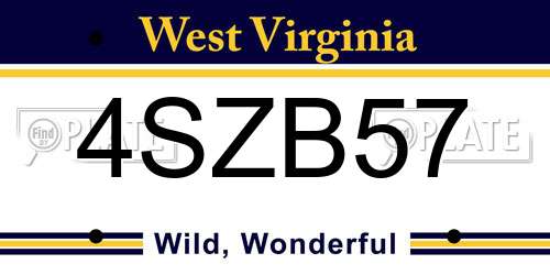 4SZB57 West Virginia License Plate