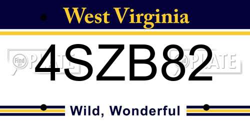 4SZB82 West Virginia License Plate