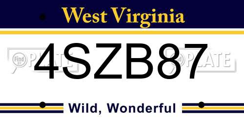 4SZB87 West Virginia License Plate