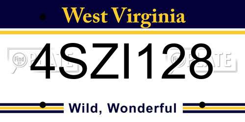 4SZI128 West Virginia License Plate
