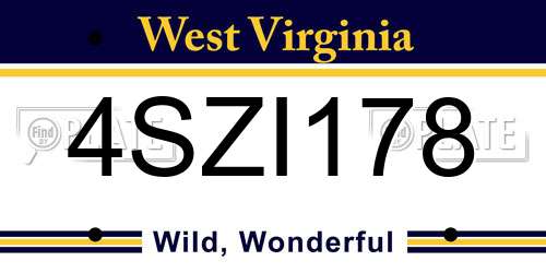4SZI178 West Virginia License Plate