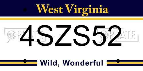 4SZS52 West Virginia License Plate