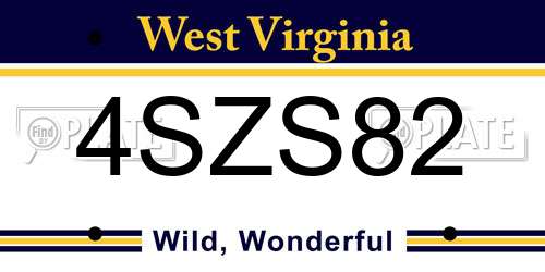 4SZS82 West Virginia License Plate