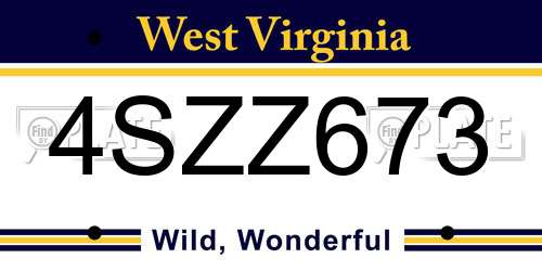4SZZ673 West Virginia License Plate