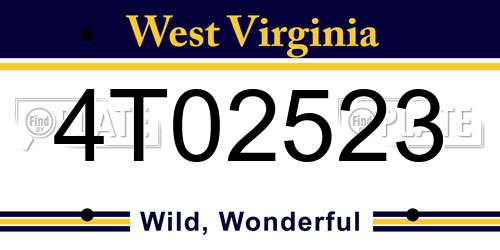 4T02523 West Virginia License Plate