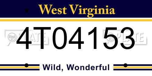 4T04153 West Virginia License Plate