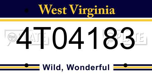 4T04183 West Virginia License Plate