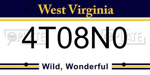 4T08N0 West Virginia License Plate