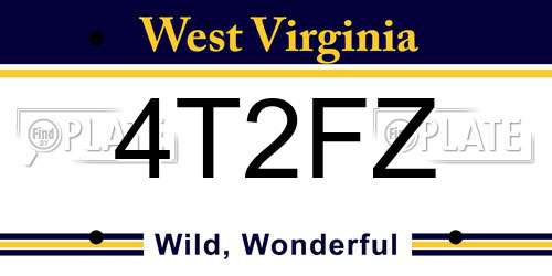 4T2FZ West Virginia License Plate
