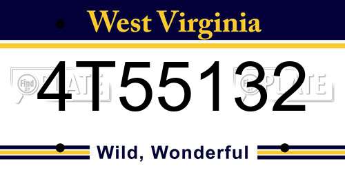 4T55132 West Virginia License Plate