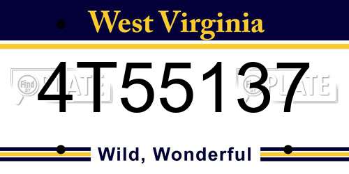 4T55137 West Virginia License Plate