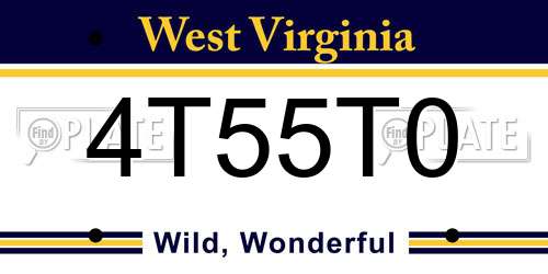 4T55T0 West Virginia License Plate