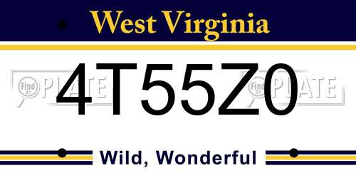 4T55Z0 West Virginia License Plate