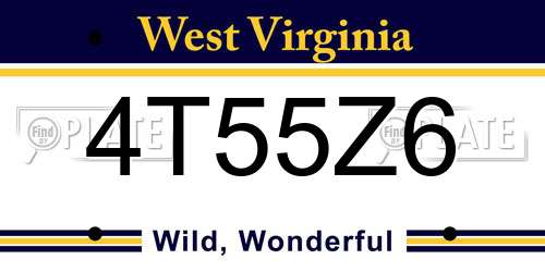 4T55Z6 West Virginia License Plate