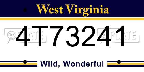 4T73241 West Virginia License Plate