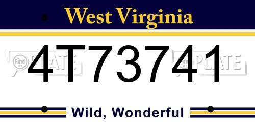 4T73741 West Virginia License Plate