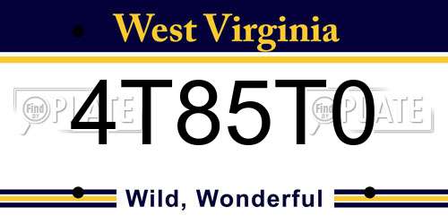 4T85T0 West Virginia License Plate
