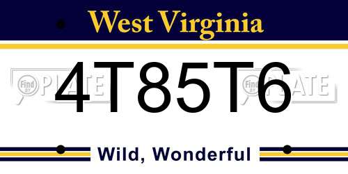 4T85T6 West Virginia License Plate