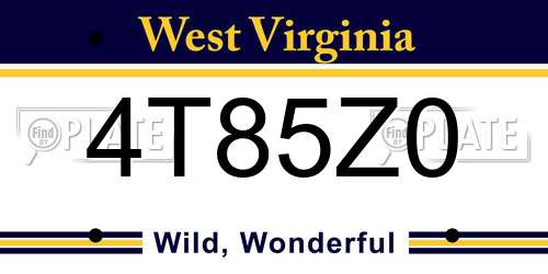 4T85Z0 West Virginia License Plate
