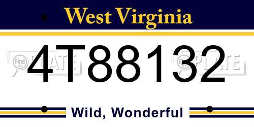 4T88132 West Virginia License Plate