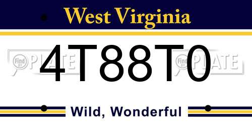 4T88T0 West Virginia License Plate