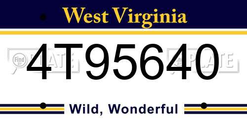 4T95640 West Virginia License Plate