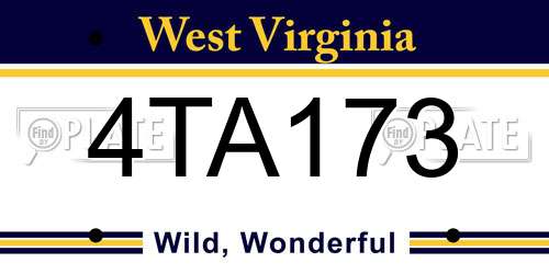 4TA173 West Virginia License Plate