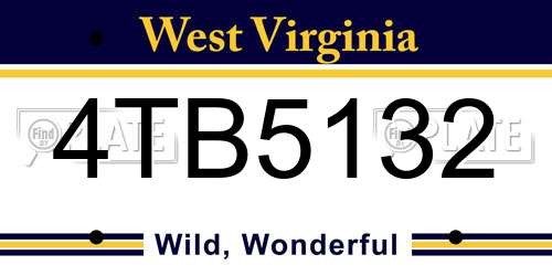 4TB5132 West Virginia License Plate